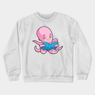 Octopus at Reading a Book Crewneck Sweatshirt